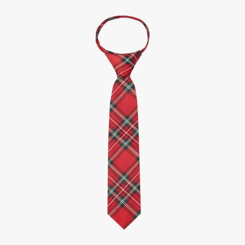 Wonder Nation Red and Black Plaid Zip Tie And Pocket Square Collection